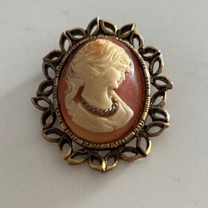 Elegant Gold Cameo Brooch